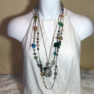 Laguna Beach, Ca Glass, Gems, Crystal, necklace trio